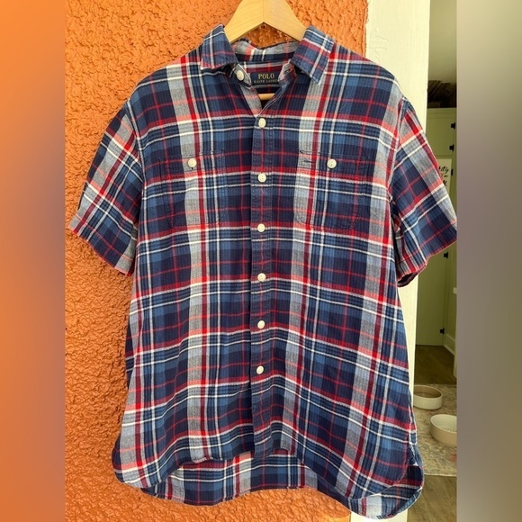 Men’s Polo Ralph Lauren Checkered/Plaid Short Sleeve Button Down Size Large - Picture 1 of 4